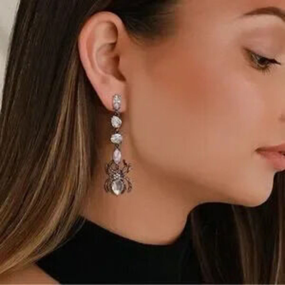 Gothic Spider Crystal Earrings